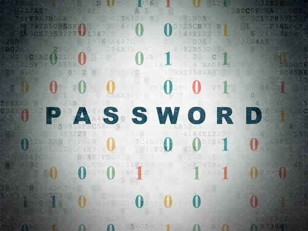 Конфиденциальность концепции: Пароль на фоне цифровой бумаги данных
