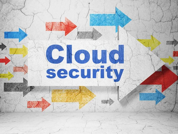 Koncepce Ochrany Soukromí Šipka Cloud Security Grunge Texturované Betonové Zdi — Stock fotografie