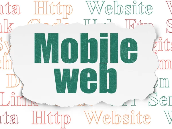 Web design koncepció: mobil Web szakadt papír alapon — Stock Fotó