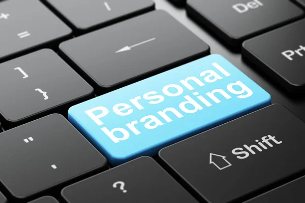 Conceito de marketing: Personal Branding no fundo do teclado do computador — Fotografia de Stock