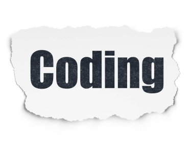 Programlama kavramı: yırtık kağıt arka planda kodlama