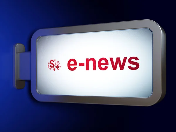 Nachrichtenkonzept: E-News und Finanzsymbol auf Plakathintergrund — Stockfoto