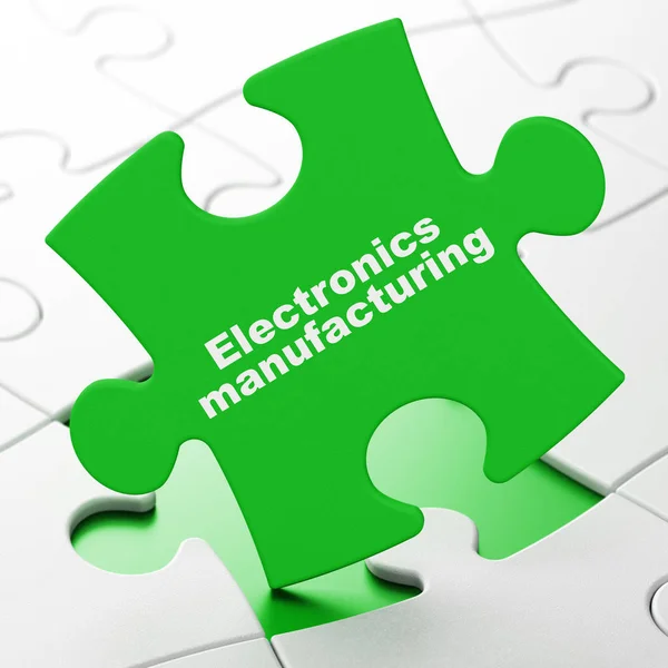 Manufacuring koncepció: elektronikai cikkek gyártása, a puzzle háttér — Stock Fotó