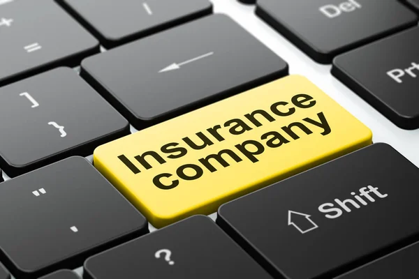 Versicherungskonzept: Versicherungsgesellschaft auf Computertastatur-Hintergrund — Stockfoto