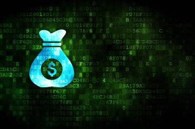 Ekonomi kavramı: dijital arka plan üzerinde para çantası