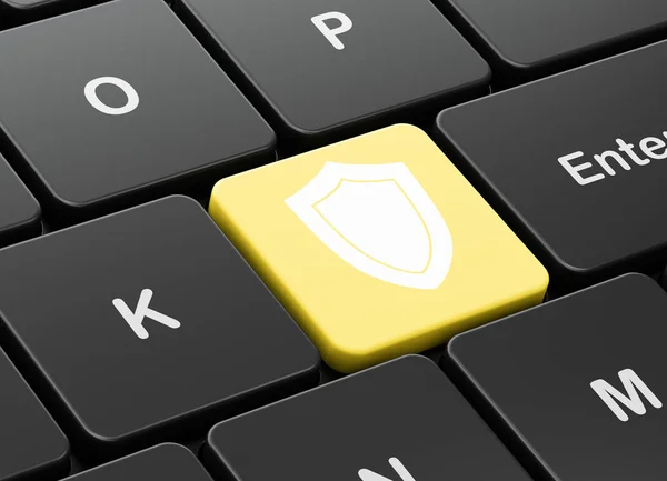 Safety concept: Shield on computer keyboard background — Stock Photo, Image