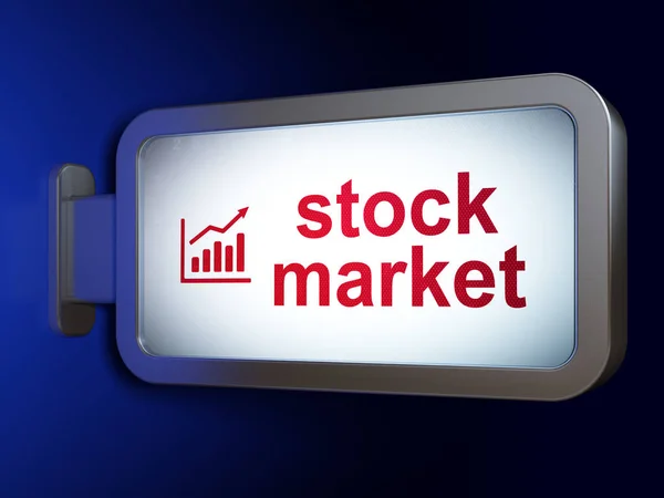 Concepto financiero: Gráfico de mercado de valores y crecimiento en el fondo de la cartelera — Foto de Stock