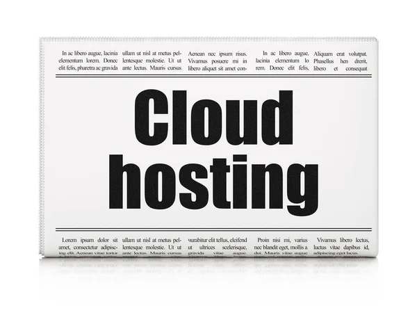 Cloud-Netzwerkkonzept: Zeitungsschlagzeile Cloud-Hosting — Stockfoto