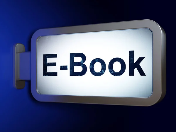 Tanulás fogalma: E-Book a billboard háttér — Stock Fotó