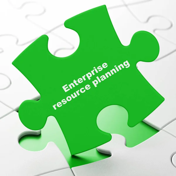 Conceito de finanças: Planejamento de Recursos Empresariais em fundo de quebra-cabeça — Fotografia de Stock