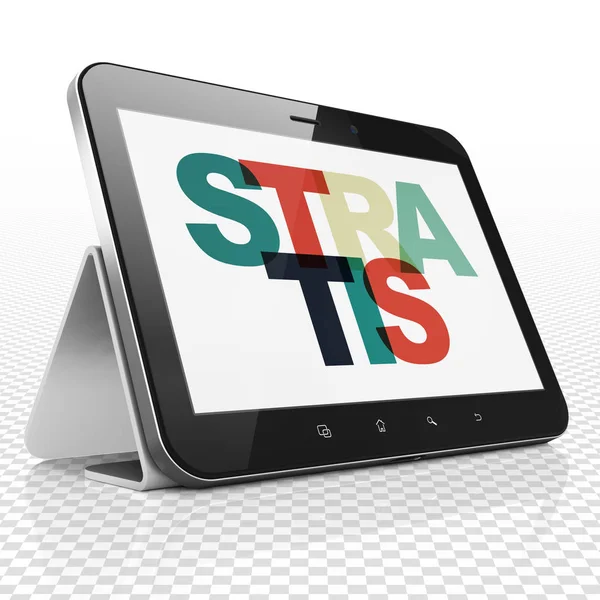 Cryptocurrency kavramı: Stratis ekranda Tablet bilgisayarınızla