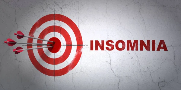 Health concept: target and Insomnia on wall background — Stock Photo, Image