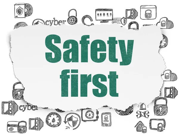 Protection concept: Safety First on Torn Paper background — Stock Photo, Image