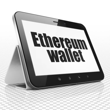 Cryptocurrency kavramı: Tablet bilgisayar ile ekranda Ethereum cüzdan