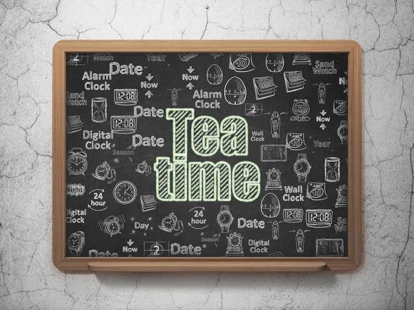 Timeline concept: Tea Time on School board background — Stock Photo, Image
