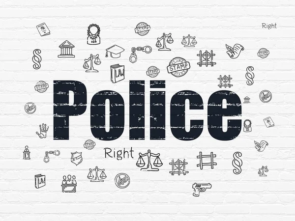 Concepto de ley: Policía sobre fondo de pared — Foto de Stock