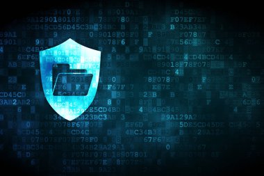 Ekonomi kavramı: klasör ile kalkan dijital arka plan üzerinde