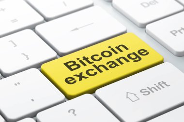 Cryptocurrency kavramı: Bitcoin Borsası'nda bilgisayar klavye arka plan