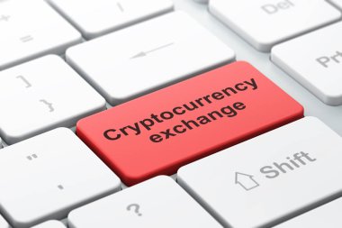 Blockchain kavramı: Cryptocurrency Borsası'nda bilgisayar klavye arka plan
