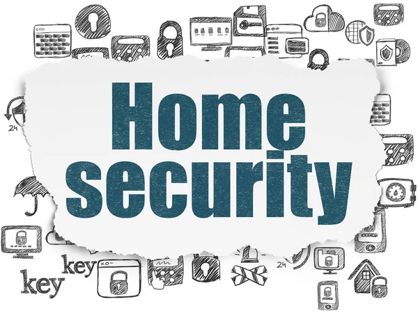 Концепция защиты: Home Security on Torn Paper background — стоковое фото