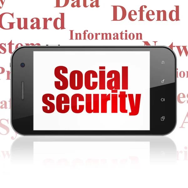Bezpečnostní koncepce: Smartphone s sociálního zabezpečení na displeji — Stock fotografie