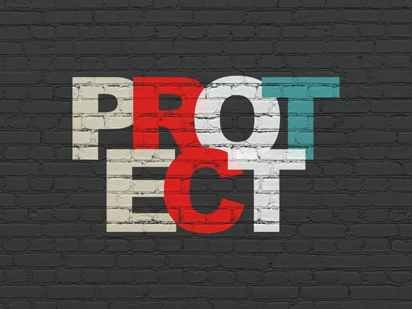 Protection concept: Protect on wall background — Stock Photo, Image