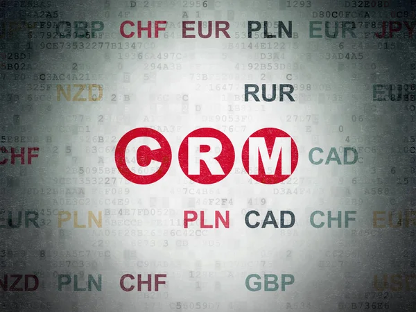 Concepto de negocio: CRM en el fondo del documento de datos digitales —  Fotos de Stock