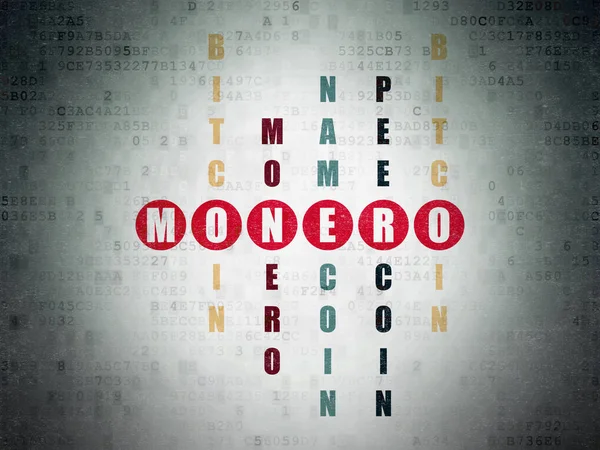Концепция блокчейна: Monero in Crossword Puzzle — стоковое фото