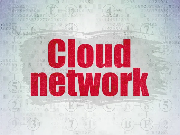 W chmurze obliczeniowej koncepcja: Cloud Network na tle cyfrowych danych papierze — Zdjęcie stockowe