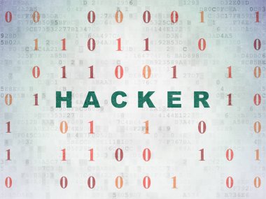 Emniyet konsepti: Hacker dijital veri kağıt arka plan üzerinde