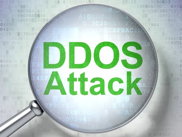 Protection concept: DDOS Attack with optical glass — Stock Photo, Image