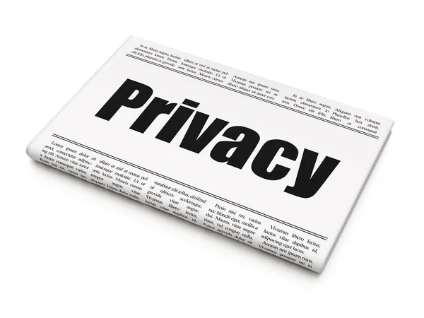 Concepto de protección: titular del periódico Privacidad — Foto de Stock