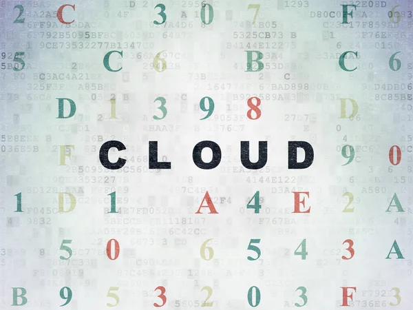 클라우드 네트워킹 개념: 디지털 데이터 종이 배경 구름 — 스톡 사진
