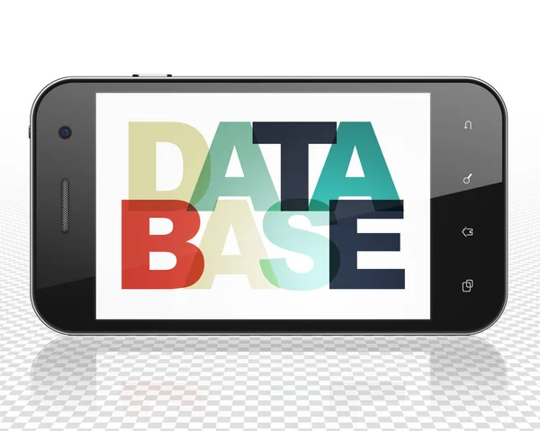 Concetto di programmazione: Smartphone con database in mostra — Foto Stock