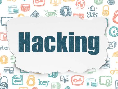 Gizlilik kavramı: yırtık kağıt arka plan üzerinde Hacking