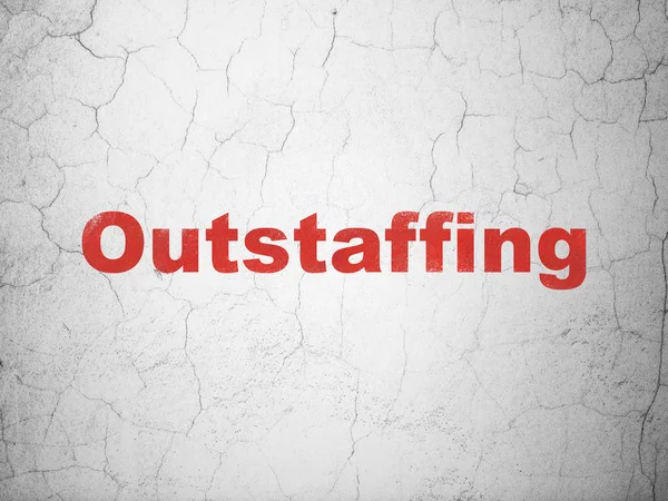 Conceito de financiamento: Outstaffing no fundo da parede — Fotografia de Stock