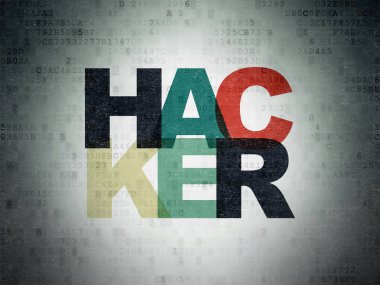 Emniyet konsepti: Hacker dijital veri kağıt arka plan üzerinde
