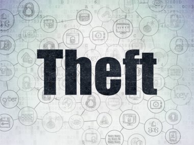 Güvenlik kavramı: hırsızlık dijital veri kağıt arka plan üzerinde