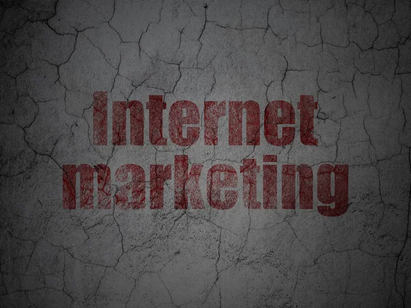 Concepto publicitario: Marketing en Internet sobre fondo grunge wall — Foto de Stock