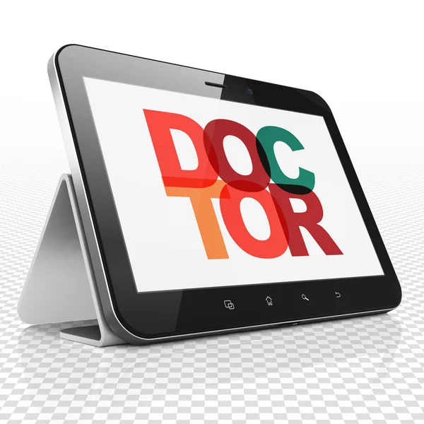 Υγειονομικής περίθαλψης έννοια: υπολογιστή Tablet με γιατρό στην οθόνη — Φωτογραφία Αρχείου