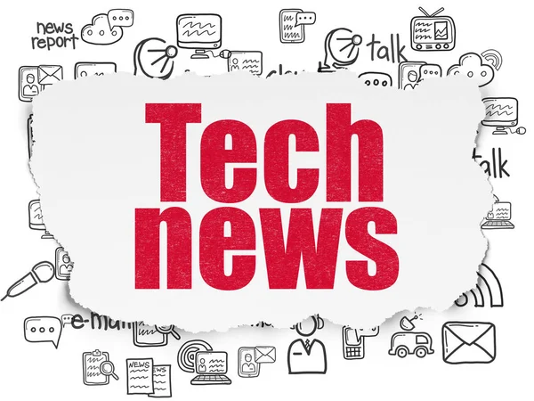 Nyheter koncept: Tech News på sönderrivet papper bakgrund — Stockfoto