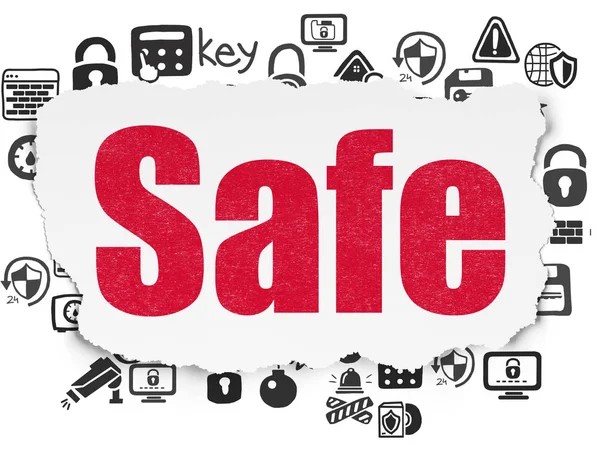 Safety concept: Safe on Torn Paper background — Stock Photo, Image