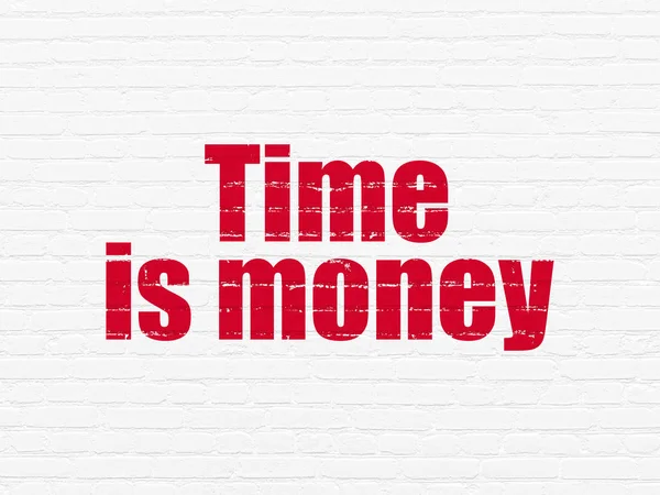 Концепция времени: время - это деньги на фоне стены — стоковое фото