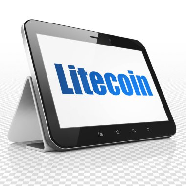 Cryptocurrency kavramı: Litecoin ekranda Tablet bilgisayarınızla