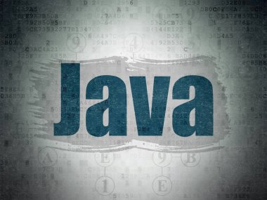 Programlama kavramı: düzeni onaltılı kodunu dijital veri kağıt zemin üzerine mavi metin Java boyalı