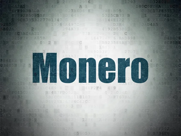 Концепция блокчейна: Monero on Digital Data Paper background — стоковое фото