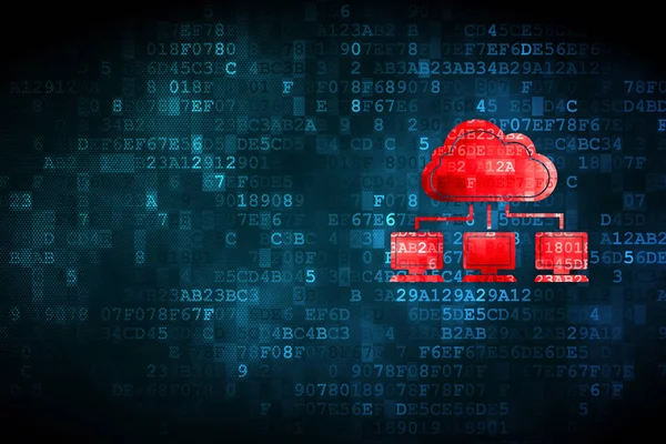 Koncepcja technologii chmury: chmura sieci na tle cyfrowy — Zdjęcie stockowe