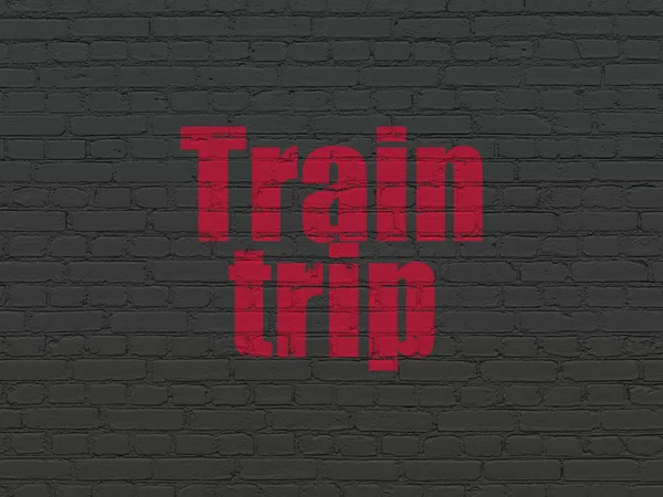 Vacation concept: Train Trip on wall background