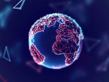 Küresel ağ kavramı: bağlantı çizgileri ile dijital dünya.