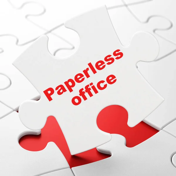 Business Concept Paperless Office White Puzzle Pieces Background Rendering — Stock Photo, Image